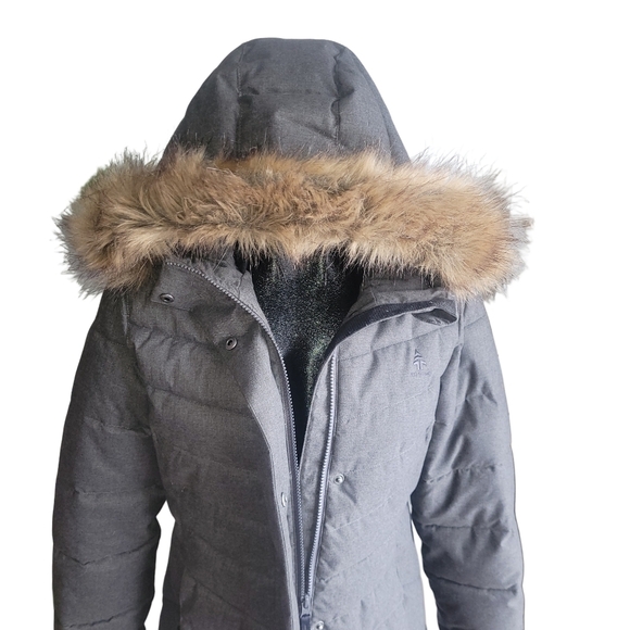 Woods Sylvia Mid Length Quilted Parka with Faux Fur Trimmed Hood S - Picture 2 of 7